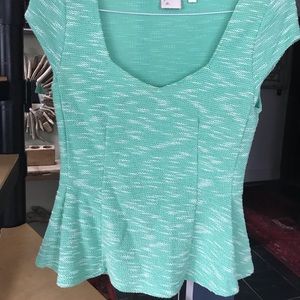 Textured green peplum top